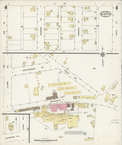 Sanborn Fire Insurance Map from Elkton, Rockingham County, Virginia (1924), Sheet #0004 - Complete Map Set gallery image, historic Sanborn map, vintage wall art, Virginia Virginia