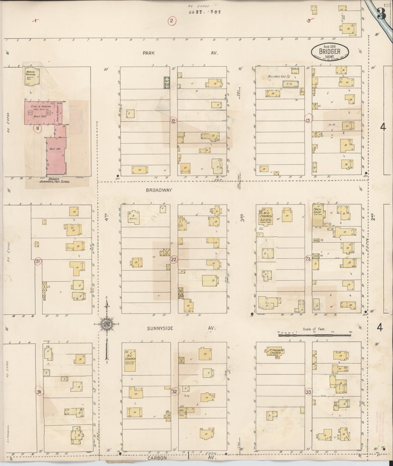 Sanborn Fire Insurance Map from Bridger, Carbon County, Montana (1940), Sheet #0003 - Complete Map Set gallery image, historic Sanborn map, vintage wall art, Montana Montana