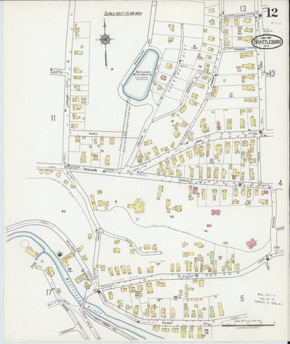 Sanborn Fire Insurance Map from Brattleboro, Windham County, Vermont (1919), Sheet #0012 - Complete Map Set gallery image, historic Sanborn map, vintage wall art, Vermont Vermont