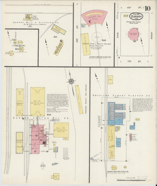 Sanborn Fire Insurance Map from Quanah, Hardeman County, Texas (1915), Sheet #0010 - Historic Sanborn Fire Insurance Map Print, vintage old map wall art, antique decor, genealogy gift, Texas Texas map