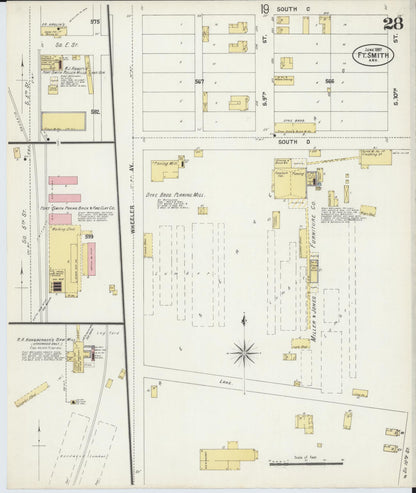 Sanborn Fire Insurance Map from Fort Smith, Sebastian County, Arkansas (1897), Sheet #0028 - Complete Map Set gallery image, historic Sanborn map, vintage wall art, Arkansas Arkansas