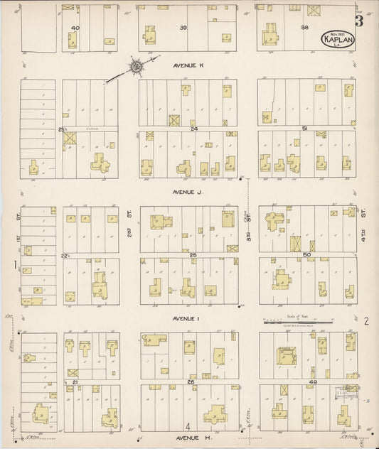 Sanborn Fire Insurance Map from Kaplan, Vermilion Parish, Louisiana (1921), Sheet #0003 - Historic Sanborn Fire Insurance Map Print, vintage old map wall art, antique decor, genealogy gift, Louisiana Louisiana map