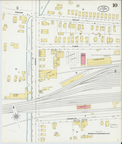 Sanborn Fire Insurance Map from Lyons, Wayne County, New York (1899), Sheet #0010 - Complete Map Set gallery image, historic Sanborn map, vintage wall art, New York New York