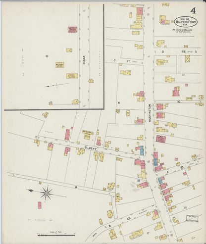 Sanborn Fire Insurance Map from Harpers Ferry, Jefferson County, West Virginia (1907), Sheet #0004 - Complete Map Set gallery image, historic Sanborn map, vintage wall art, West Virginia West Virginia