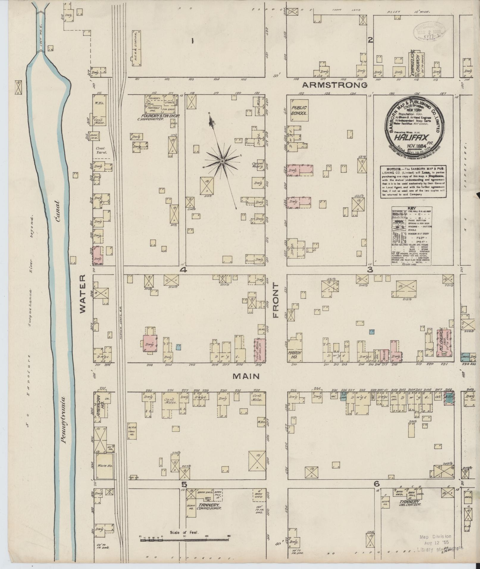 Sanborn Fire Insurance Map from Halifax, Dauphin County, Pennsylvania. (1884) – Historic Sanborn Fire Insurance Map Print