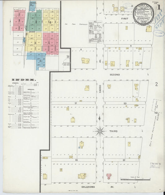 Sanborn Fire Insurance Map from Hennessey, Kingfisher County, Oklahoma. (1898) – Historic Sanborn Fire Insurance Map Print