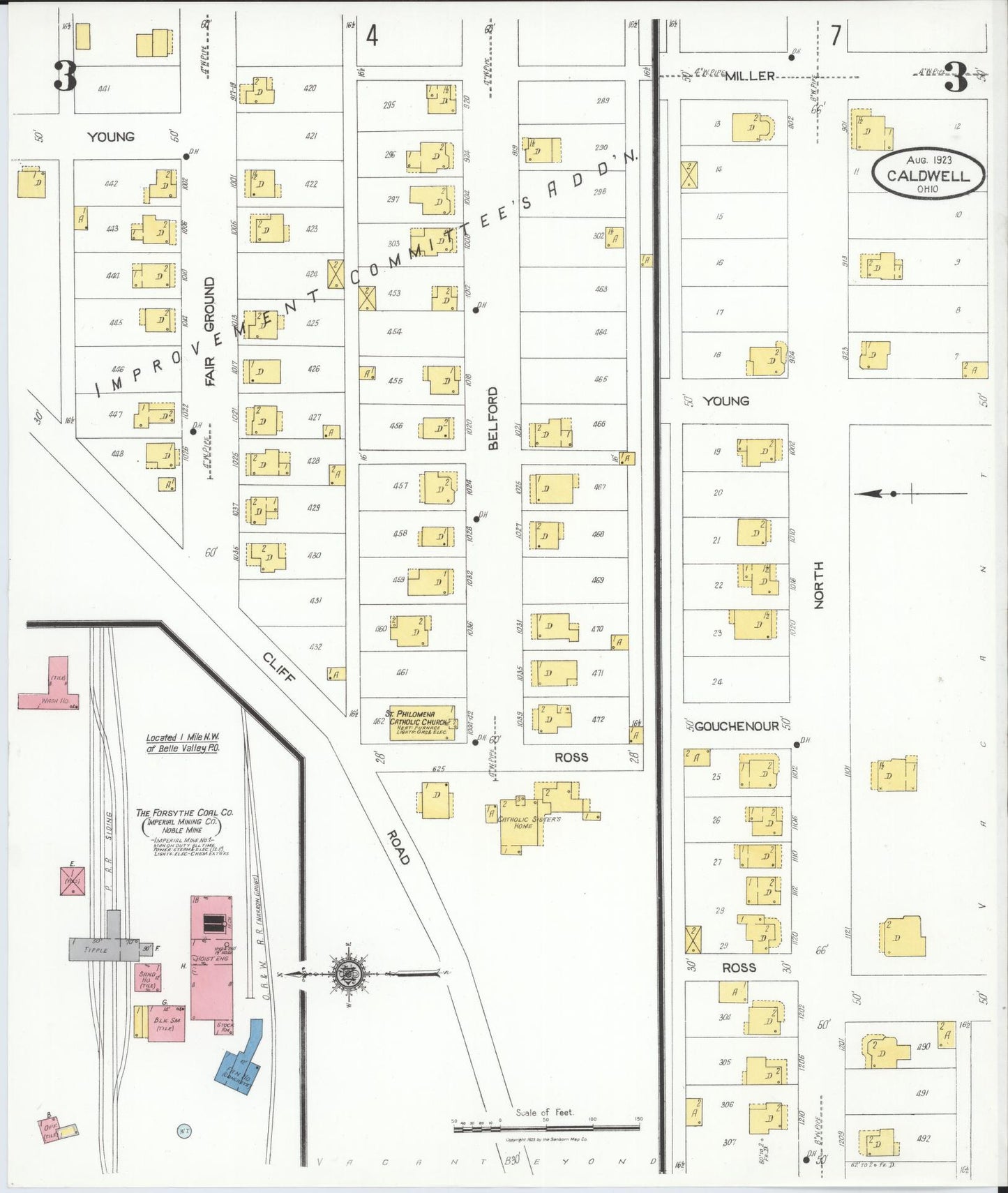 Sanborn Fire Insurance Map from Caldwell, Noble County, Ohio (1923), Sheet #0003 - Complete Map Set gallery image, historic Sanborn map, vintage wall art, Ohio Ohio
