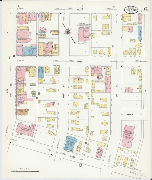 Sanborn Fire Insurance Map from Red Wing, Goodhue County, Minnesota (1910), Sheet #0006 - Historic Sanborn Fire Insurance Map Print, vintage old map wall art, antique decor, genealogy gift, Minnesota Minnesota map