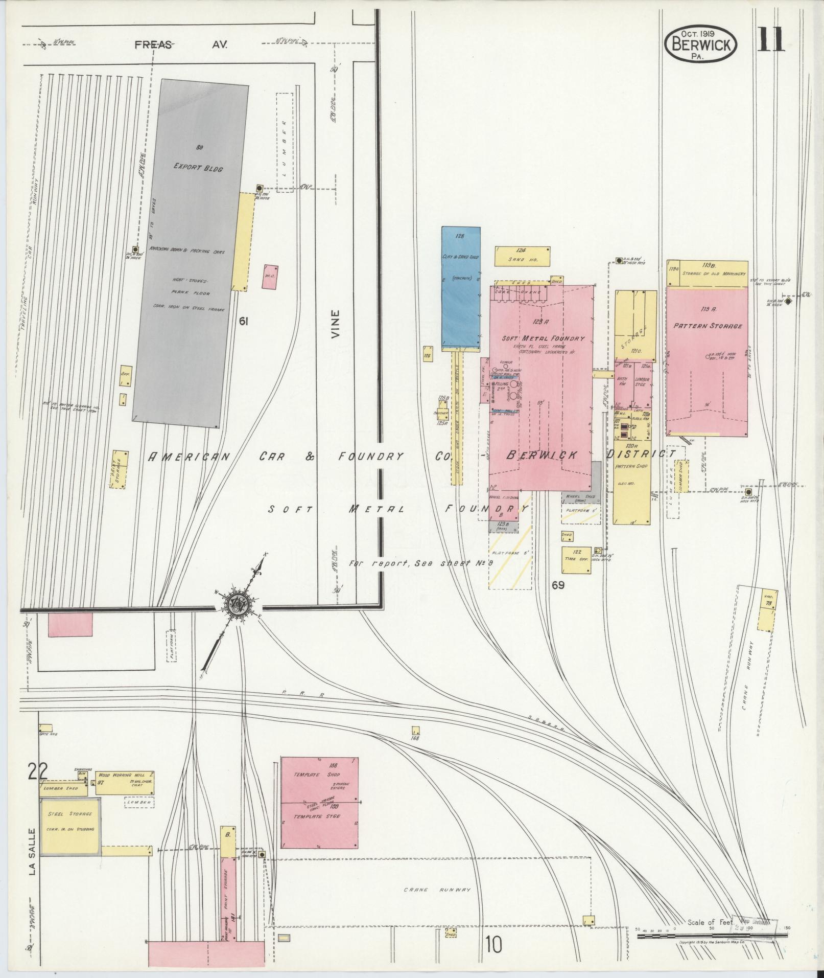 Sanborn Fire Insurance Map from Berwick, Columbia County, Pennsylvania (1918), Sheet #0011 - Historic Sanborn Fire Insurance Map Print, vintage old map wall art, antique decor, genealogy gift, Pennsylvania Pennsylvania map