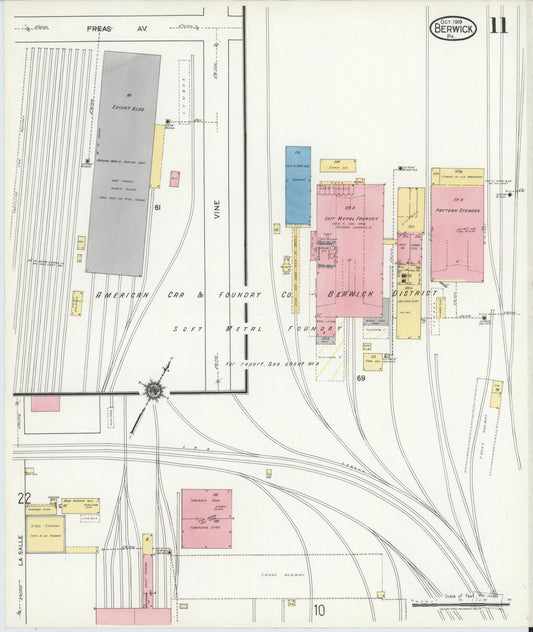 Sanborn Fire Insurance Map from Berwick, Columbia County, Pennsylvania (1918), Sheet #0011 - Historic Sanborn Fire Insurance Map Print, vintage old map wall art, antique decor, genealogy gift, Pennsylvania Pennsylvania map
