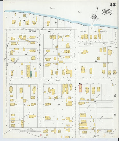 Sanborn Fire Insurance Map from Lorain, Lorain County, Ohio (1905), Sheet #0022 - Historic Sanborn Fire Insurance Map Print, vintage old map wall art, antique decor, genealogy gift, Ohio Ohio map