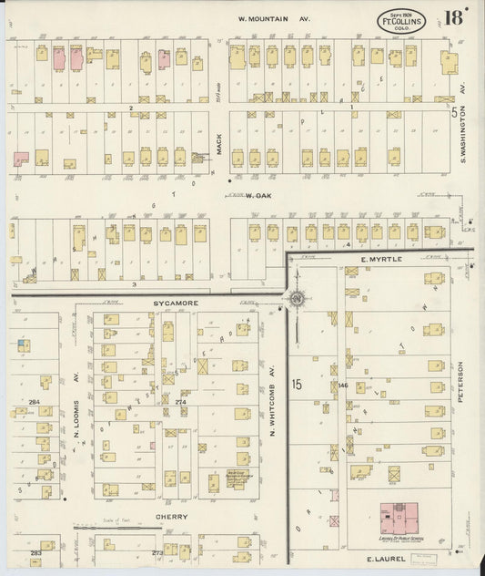 Sanborn Fire Insurance Map from Fort Collins, Larimer County, Colorado (1909), Sheet #0018 - Historic Sanborn Fire Insurance Map Print, vintage old map wall art, antique decor, genealogy gift, Colorado Colorado map