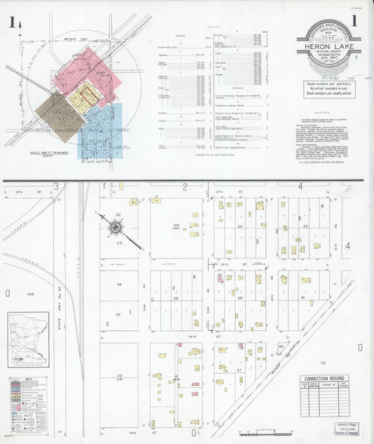 Sanborn Fire Insurance Map from Heron Lake, Jackson County, Minnesota (1947), Sheet #0001 - Complete Map Set gallery image, historic Sanborn map, vintage wall art, Minnesota Minnesota