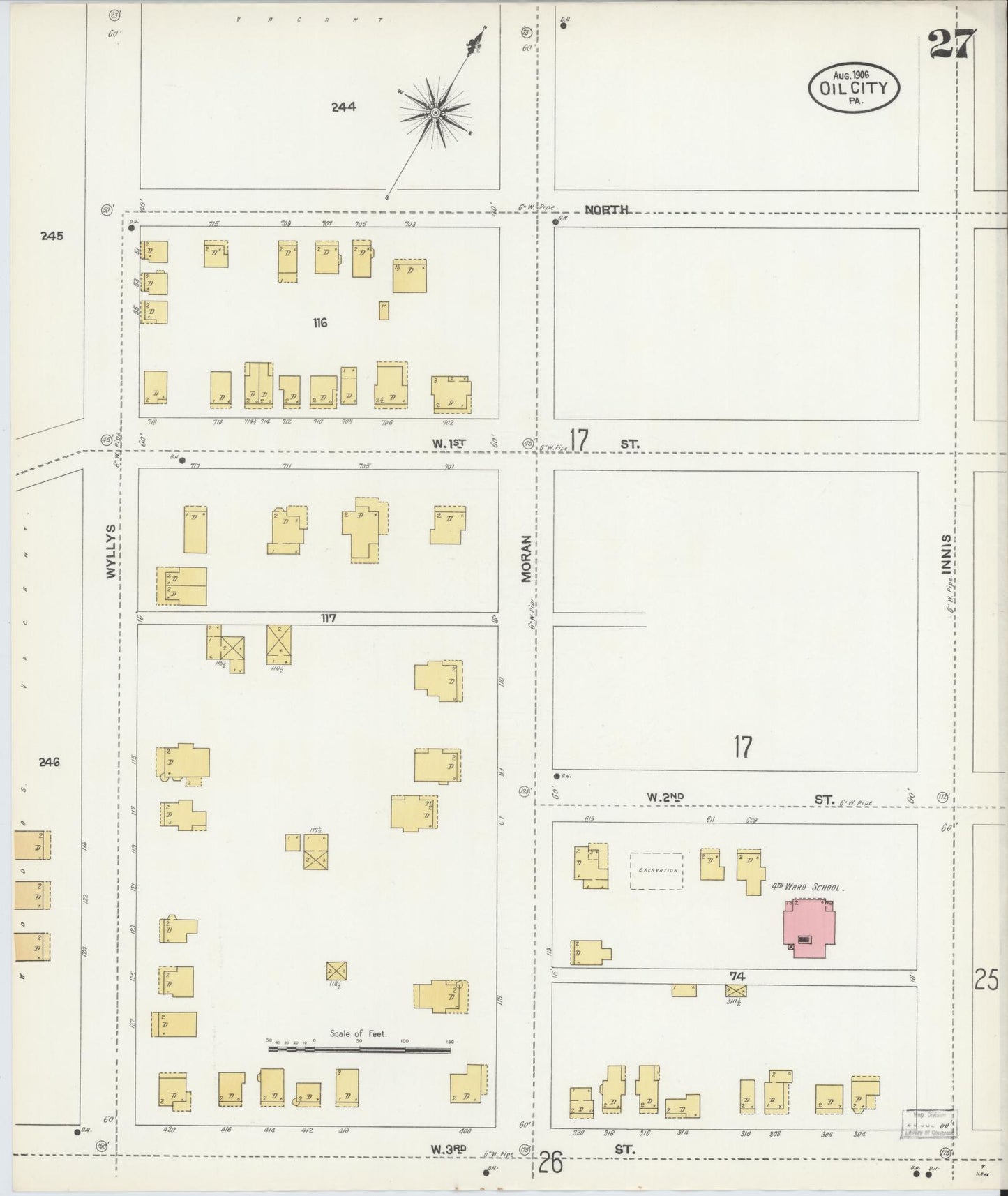 Sanborn Fire Insurance Map from Oil City, Venango County, Pennsylvania (1906), Sheet #0027 - Complete Map Set gallery image, historic Sanborn map, vintage wall art, Pennsylvania Pennsylvania