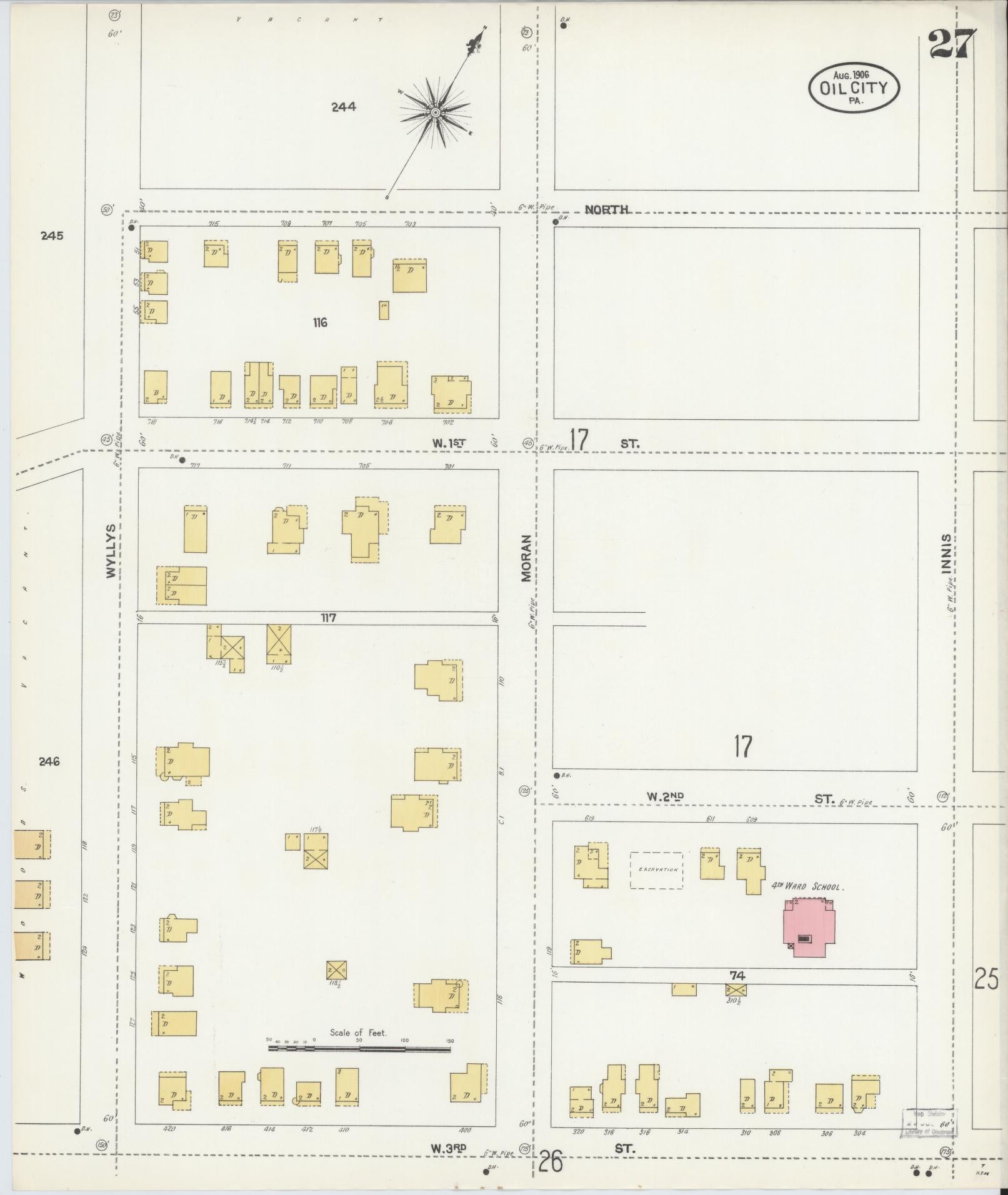 Sanborn Fire Insurance Map from Oil City, Venango County, Pennsylvania (1906), Sheet #0027 - Complete Map Set gallery image, historic Sanborn map, vintage wall art, Pennsylvania Pennsylvania