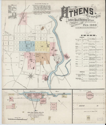 Sanborn Fire Insurance Map from Athens, Clarke County, Georgia (1888), Sheet #0001 - Complete Map Set gallery image, historic Sanborn map, vintage wall art, Georgia Georgia