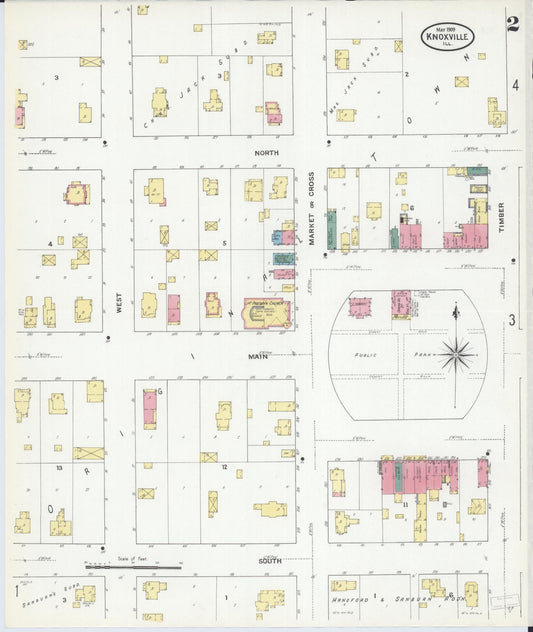 Sanborn Fire Insurance Map from Knoxville, Knox County, Illinois (1909), Sheet #0002 - Historic Sanborn Fire Insurance Map Print, vintage old map wall art, antique decor, genealogy gift, Illinois Illinois map
