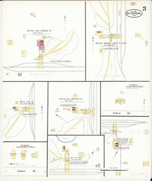 Sanborn Fire Insurance Map from West Mineral, Cherokee County, Kansas (1909), Sheet #0003 - Historic Sanborn Fire Insurance Map Print, vintage old map wall art, antique decor, genealogy gift, Kansas Kansas map