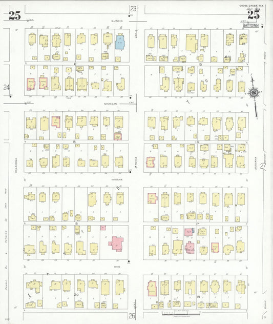 Sanborn Fire Insurance Map from Goose Creek, Harris County, Texas (1939), Sheet #0025 - Historic Sanborn Fire Insurance Map Print, vintage old map wall art, antique decor, genealogy gift, Texas Texas map