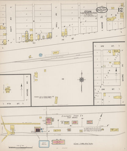 Sanborn Fire Insurance Map from Hurley, Iron County, Wisconsin (1922), Sheet #0012 - Historic Sanborn Fire Insurance Map Print, vintage old map wall art, antique decor, genealogy gift, Wisconsin Wisconsin map