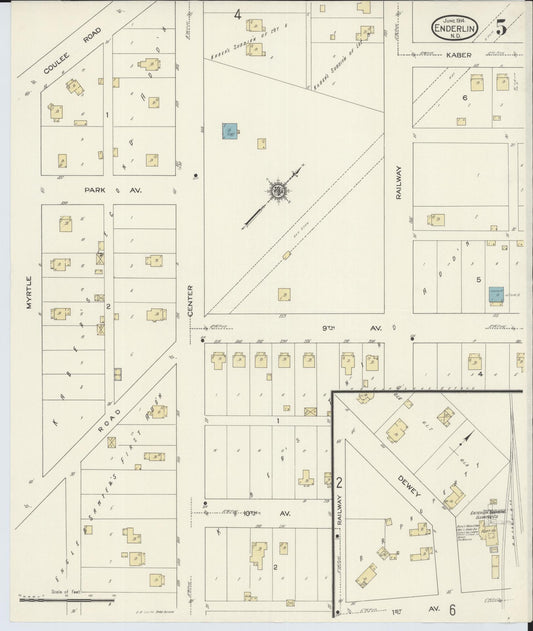Sanborn Fire Insurance Map from Enderlin, Ransom County, North Dakota (1914), Sheet #0005 - Historic Sanborn Fire Insurance Map Print, vintage old map wall art, antique decor, genealogy gift, North Dakota North Dakota map