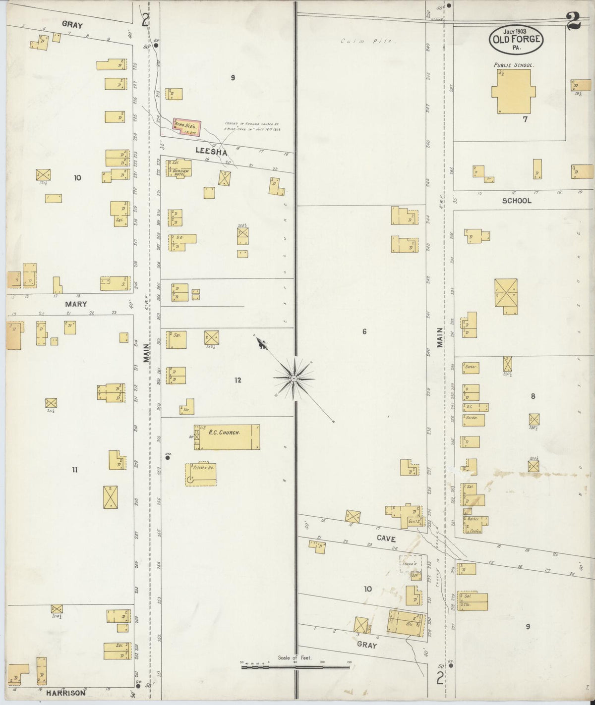 Sanborn Fire Insurance Map from Old Forge, Luzerne County, Pennsylvania (1903), Sheet #0002 - Historic Sanborn Fire Insurance Map Print, vintage old map wall art, antique decor, genealogy gift, Pennsylvania Pennsylvania map