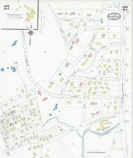 Sanborn Fire Insurance Map from Fairfield, Fairfield County, Connecticut (1930), Sheet #0027 - Historic Sanborn Fire Insurance Map Print, vintage old map wall art, antique decor, genealogy gift, Connecticut Connecticut map