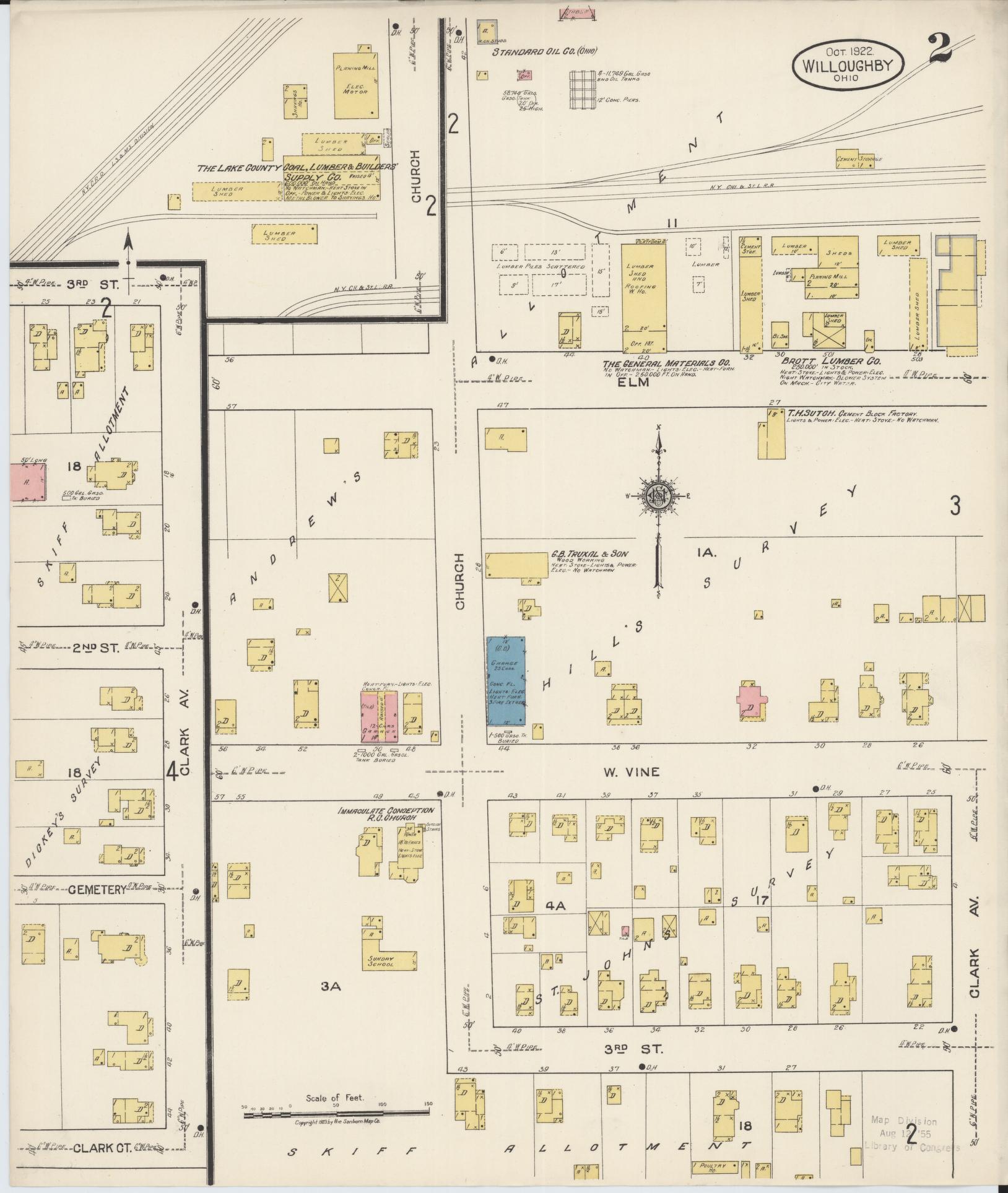 Sanborn Fire Insurance Map from Willoughby, Lake County, Ohio (1922), Sheet #0002 - Complete Map Set gallery image, historic Sanborn map, vintage wall art, Ohio Ohio
