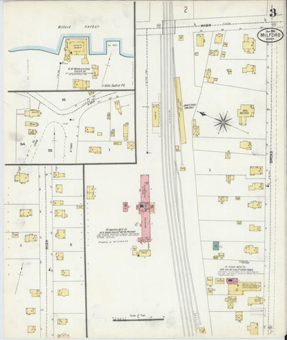 Sanborn Fire Insurance Map from Milford, New Haven County, Connecticut (1906), Sheet #0003 - Complete Map Set gallery image, historic Sanborn map, vintage wall art, Connecticut Connecticut