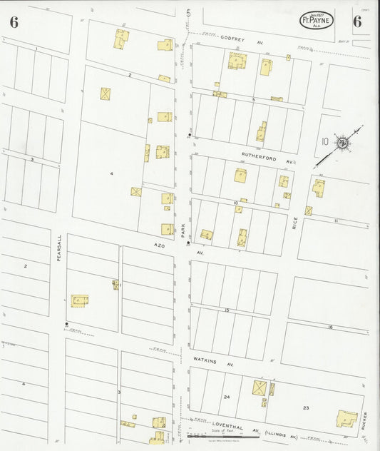 Sanborn Fire Insurance Map from Fort Payne, Dekalb County, Alabama (1927), Sheet #0006 - Historic Sanborn Fire Insurance Map Print, vintage old map wall art, antique decor, genealogy gift, Alabama Alabama map