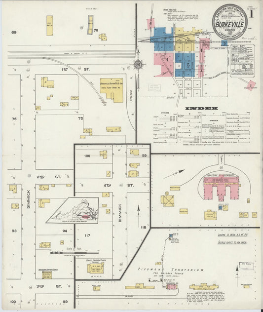 Sanborn Fire Insurance Map from Burkeville, Nottoway County, Virginia. (1921) – Historic Sanborn Fire Insurance Map Print