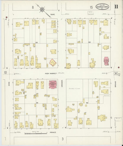 Sanborn Fire Insurance Map from Georgetown, Georgetown County, South Carolina (1913), Sheet #0011 - Complete Map Set gallery image, historic Sanborn map, vintage wall art, South Carolina South Carolina