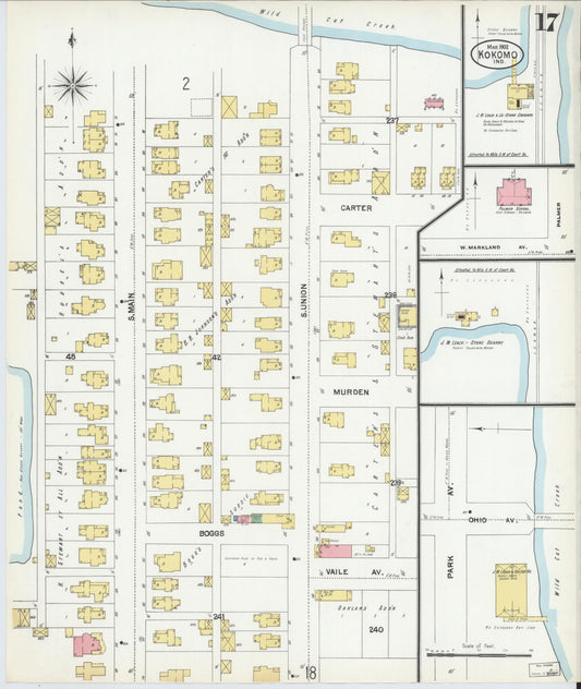 Sanborn Fire Insurance Map from Kokomo, Howard County, Indiana (1902), Sheet #0017 - Historic Sanborn Fire Insurance Map Print, vintage old map wall art, antique decor, genealogy gift, Indiana Indiana map
