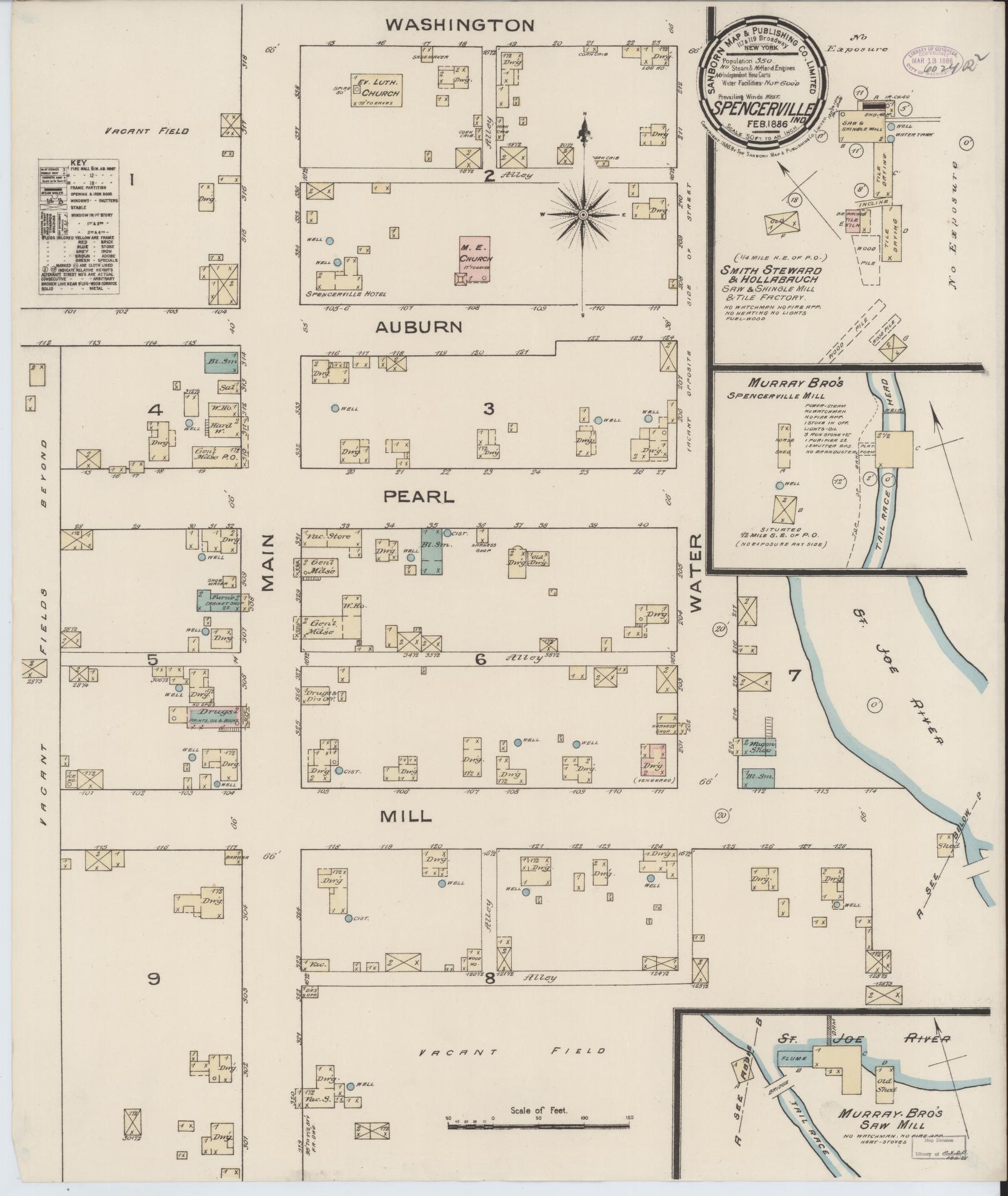 Sanborn Fire Insurance Map from Spencerville, De Kalb County, Indiana. (1886) – Historic Sanborn Fire Insurance Map Print