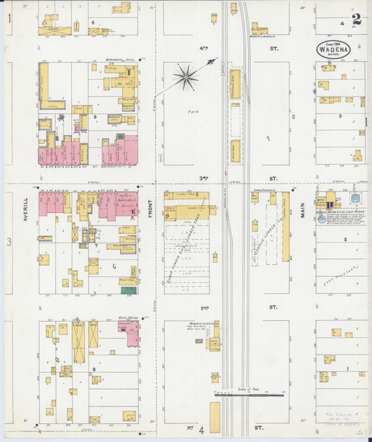 Sanborn Fire Insurance Map from Wadena, Wadena County, Minnesota (1904), Sheet #0002 - Historic Sanborn Fire Insurance Map Print, vintage old map wall art, antique decor, genealogy gift, Minnesota Minnesota map