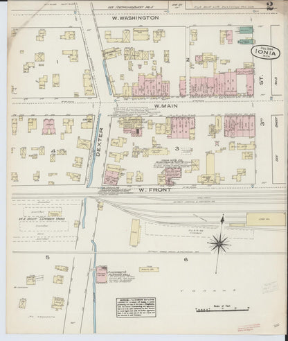 Sanborn Fire Insurance Map from Ionia, Ionia County, Michigan (1884), Sheet #0002 - Complete Map Set gallery image, historic Sanborn map, vintage wall art, Michigan Michigan