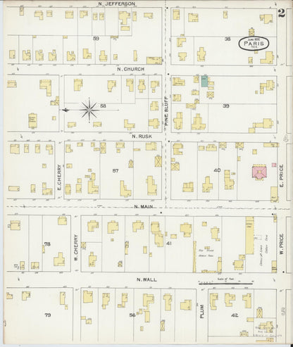 Sanborn Fire Insurance Map from Paris, Lamar County, Texas (1892), Sheet #0002 - Complete Map Set gallery image, historic Sanborn map, vintage wall art, Texas Texas