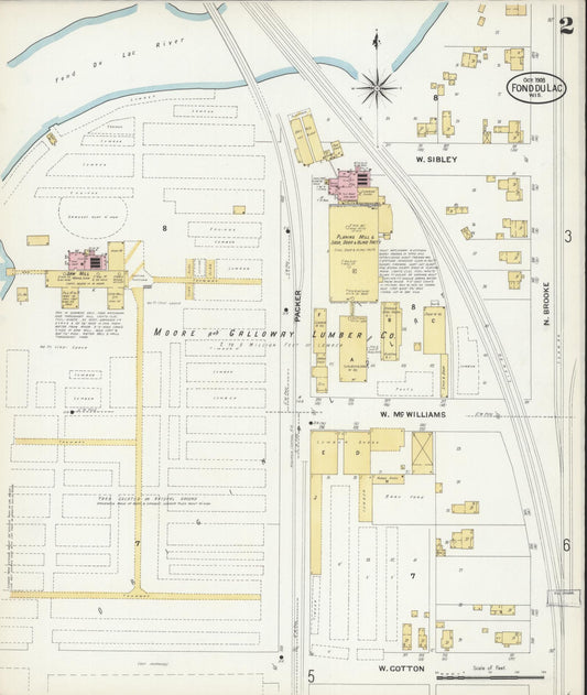 Sanborn Fire Insurance Map from Fond du Lac, Fond du Lac County, Wisconsin (1908), Sheet #0002 - Historic Sanborn Fire Insurance Map Print, vintage old map wall art, antique decor, genealogy gift, Wisconsin Wisconsin map