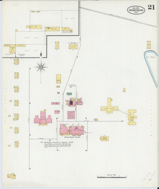 Sanborn Fire Insurance Map from Grand Island, Hall County, Nebraska (1905), Sheet #0021 - Historic Sanborn Fire Insurance Map Print, vintage old map wall art, antique decor, genealogy gift, Nebraska Nebraska map
