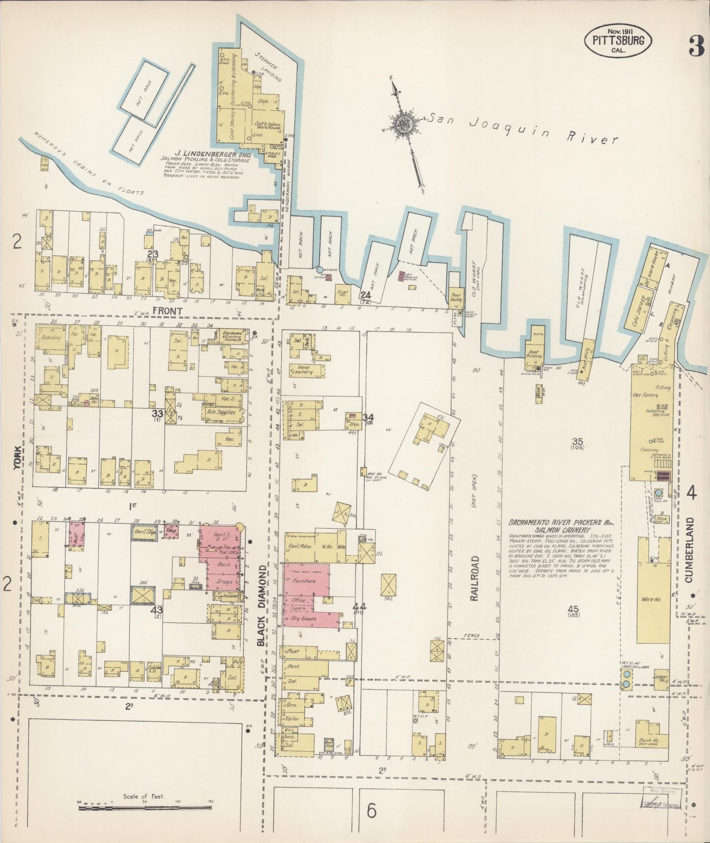 Sanborn Fire Insurance Map from Pittsburg, Contra Costa County, California (1911), Sheet #0003 - Complete Map Set gallery image, historic Sanborn map, vintage wall art, California California