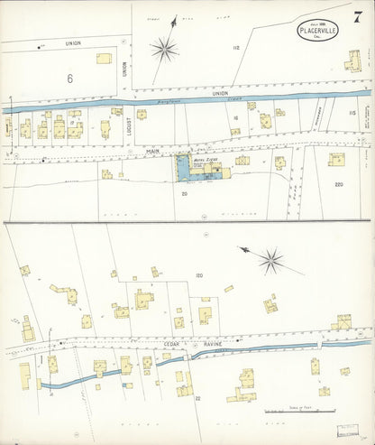 Sanborn Fire Insurance Map from Placerville, El Dorado County, California (1899), Sheet #0007 - Complete Map Set gallery image, historic Sanborn map, vintage wall art, California California