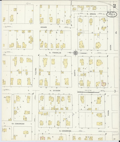 Sanborn Fire Insurance Map from Polo, Ogle County, Illinois (1913), Sheet #0002 - Historic Sanborn Fire Insurance Map Print, vintage old map wall art, antique decor, genealogy gift, Illinois Illinois map