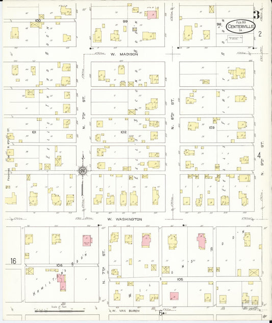 Sanborn Fire Insurance Map from Centerville, Appanoose County, Iowa (1913), Sheet #0003 - Historic Sanborn Fire Insurance Map Print, vintage old map wall art