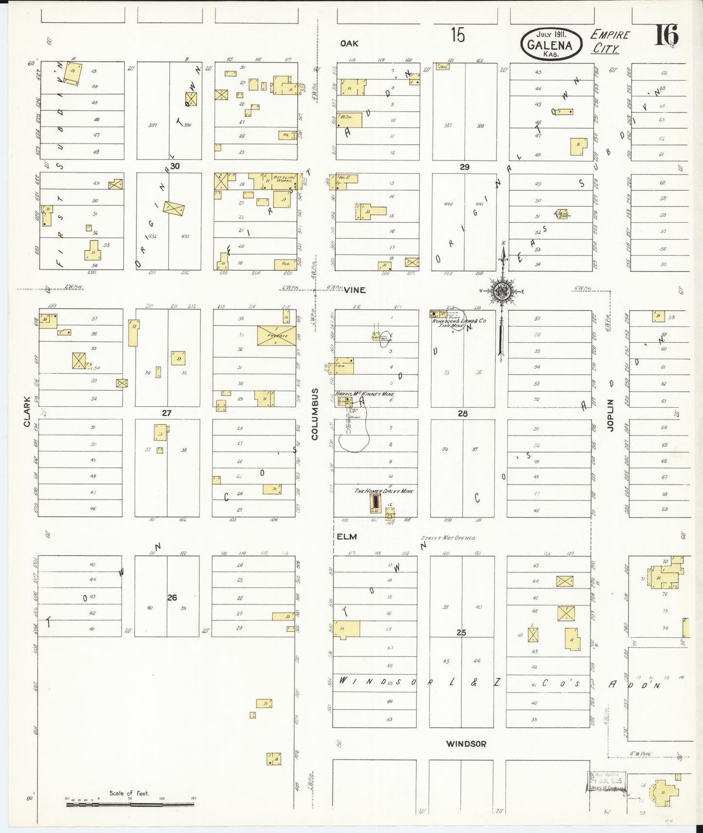 Sanborn Fire Insurance Map from Galena, Cherokee County, Kansas (1911), Sheet #0016 - Complete Map Set gallery image, historic Sanborn map, vintage wall art, Kansas Kansas