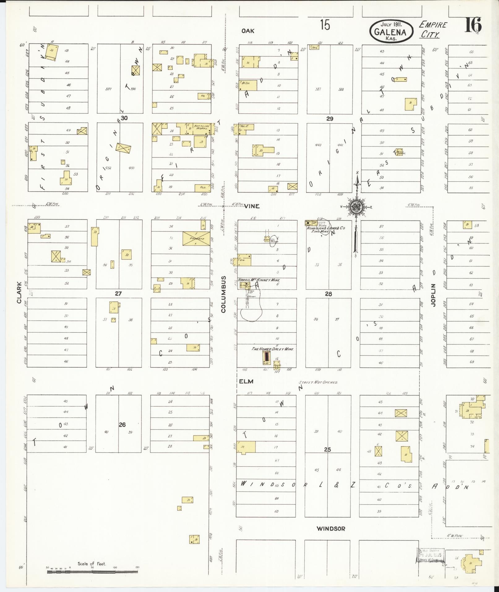 Sanborn Fire Insurance Map from Galena, Cherokee County, Kansas (1911), Sheet #0016 - Complete Map Set gallery image, historic Sanborn map, vintage wall art, Kansas Kansas