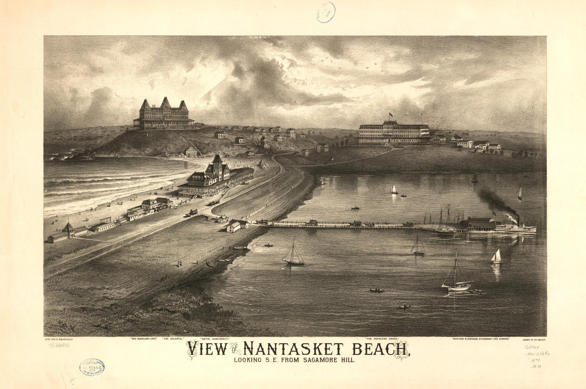 View of Nantasket Beach, looking s.e. from Sagamore Hill. (1879) – Historic Bird’s-Eye View Panorama Print