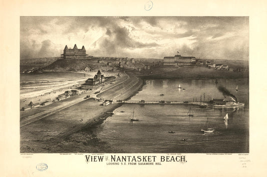 View of Nantasket Beach, looking s.e. from Sagamore Hill. (1879) – Historic Bird’s-Eye View Panorama Print
