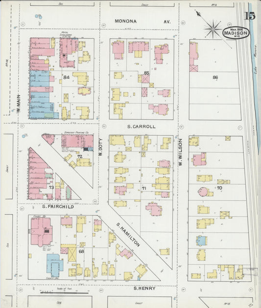 Sanborn Fire Insurance Map from Madison, Dane County, Wisconsin (1892), Sheet #0015 - Historic Sanborn Fire Insurance Map Print, vintage old map wall art, antique decor, genealogy gift, Wisconsin Wisconsin map