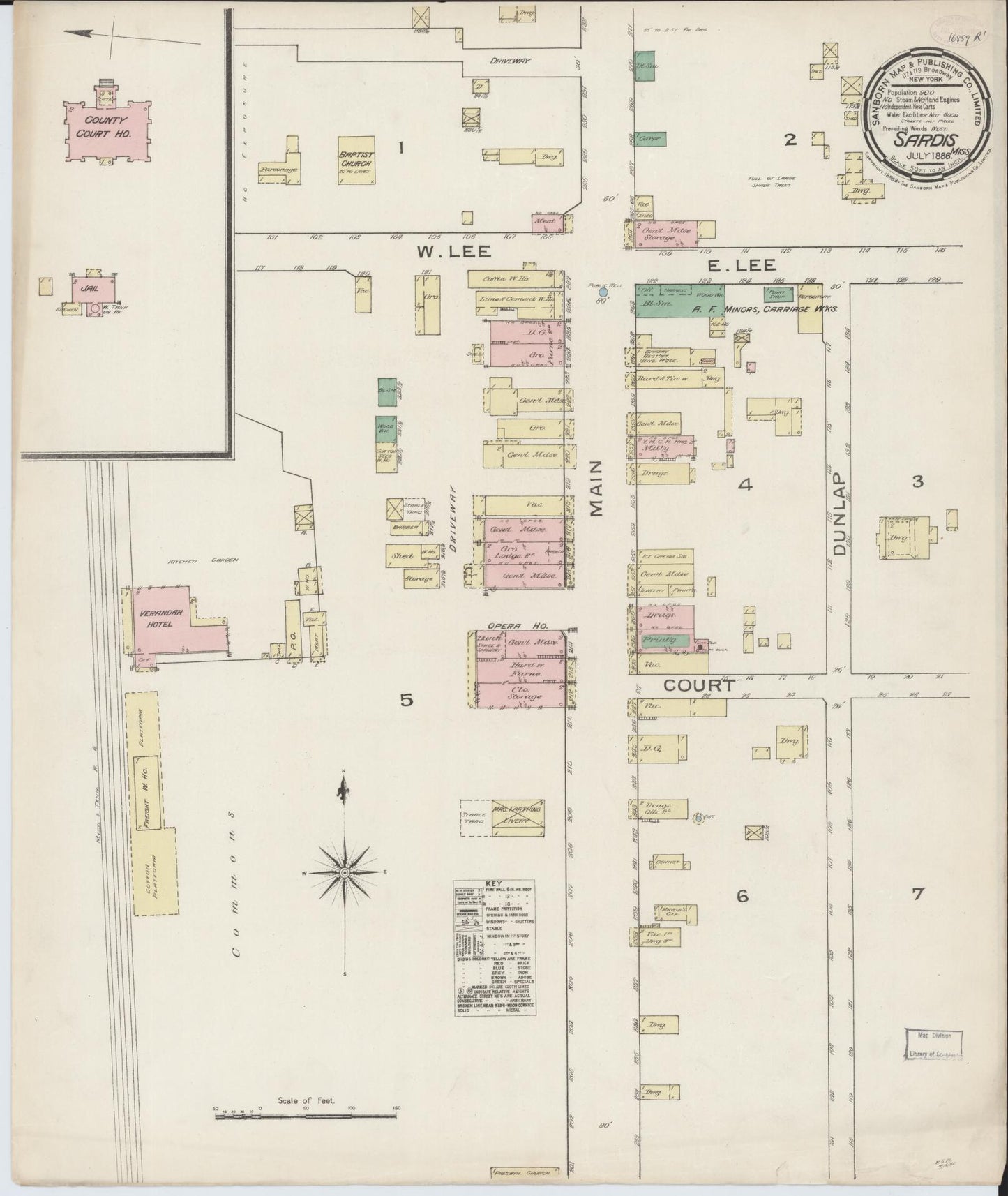 Sanborn Fire Insurance Map from Sardis, Panola County, Mississippi (1886), Sheet #0001 - Historic Sanborn Fire Insurance Map Print, vintage old map wall art, antique decor, genealogy gift, Mississippi Mississippi map