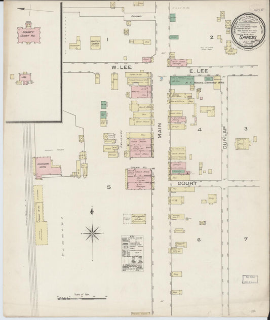 Sanborn Fire Insurance Map from Sardis, Panola County, Mississippi (1886), Sheet #0001 - Historic Sanborn Fire Insurance Map Print, vintage old map wall art, antique decor, genealogy gift, Mississippi Mississippi map